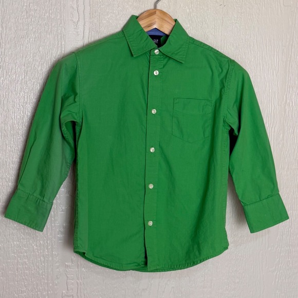 GAP Other - Gap Kids Boys Green Long Sleeve Button Down Shirt Size S 6-7 100% Cotton Poplin